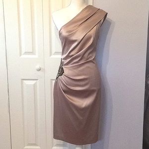 Eliza J Mid length Satin Evening Dress